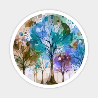 Colorful Pastel Blue Abstract Trees Magnet